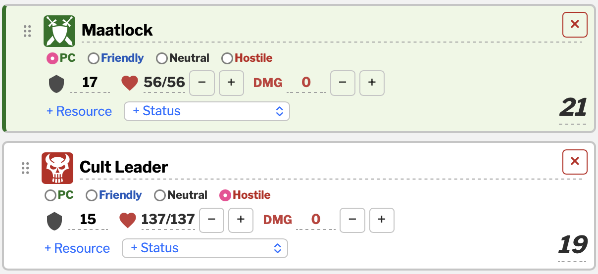 Initiative Tracker screenshot
